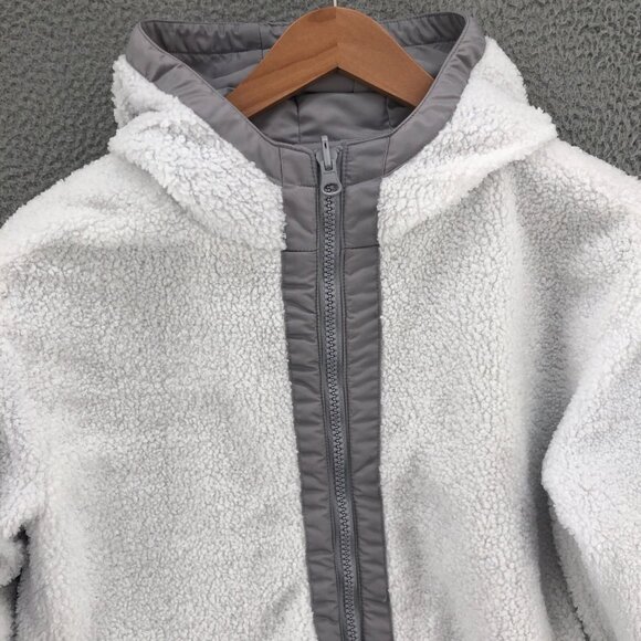 Fabletics Coat Womens Small Cher Polar Fleece Gray Jacket Reversible Hooded Zip - Picture 6 of 15
